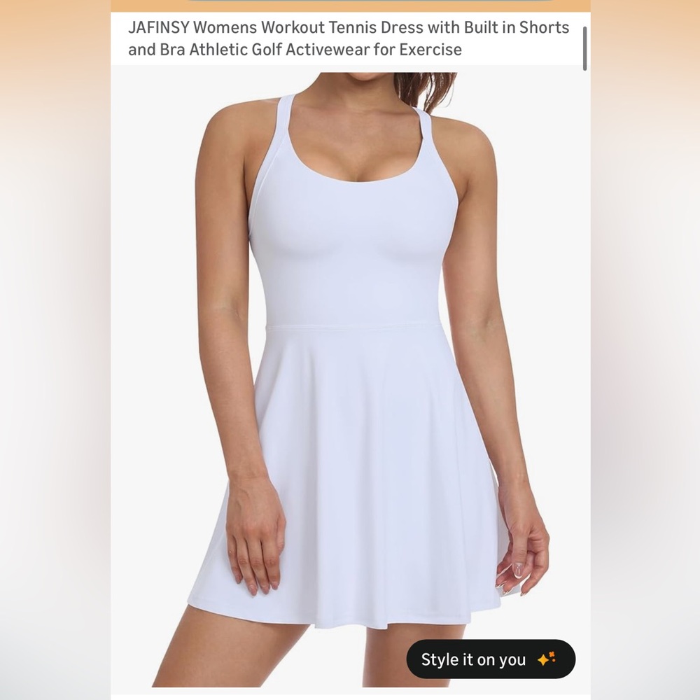 Easy peasy White workout tennis Dress built in shorts and bra
